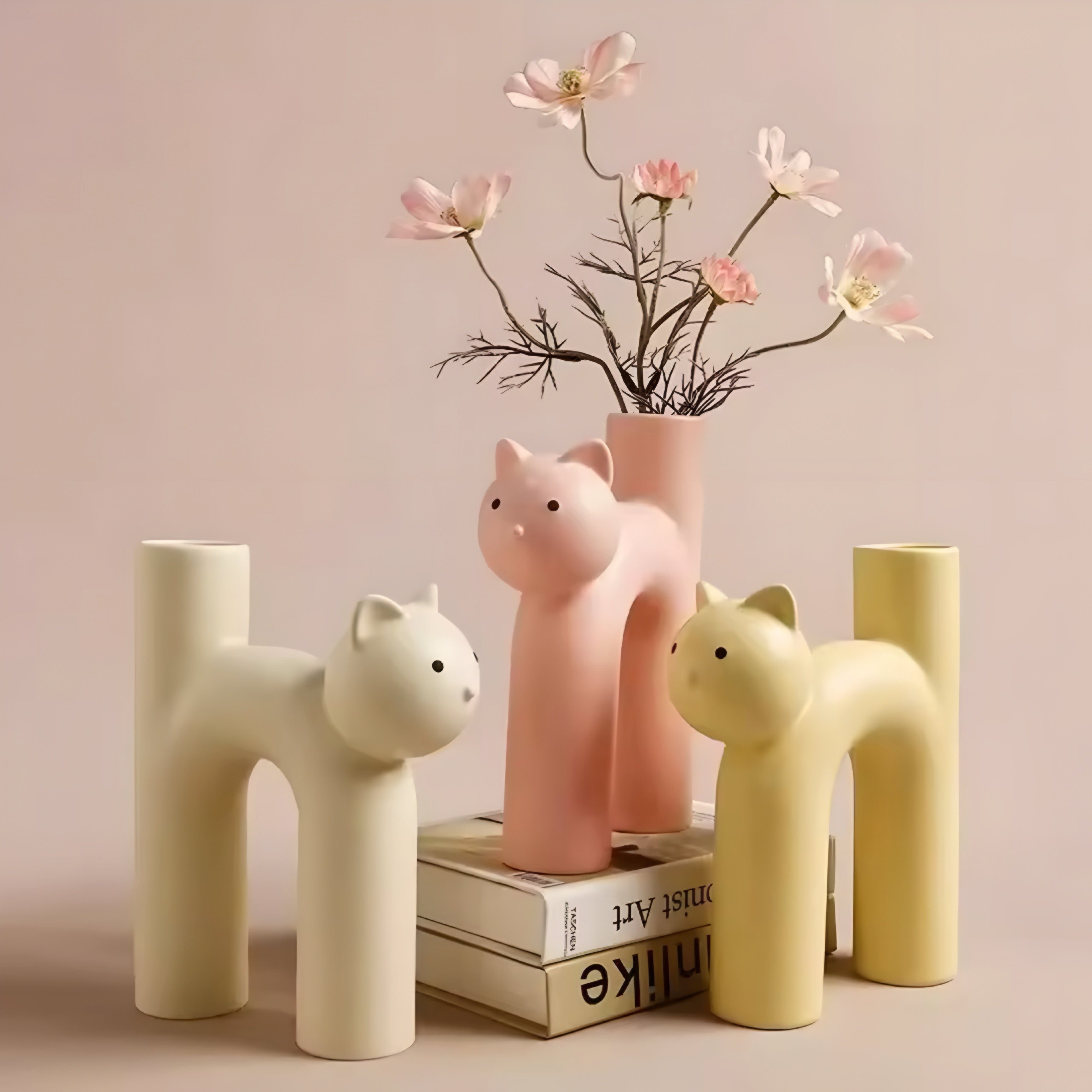Vase Chat Cartoon en Céramique en Forme de U