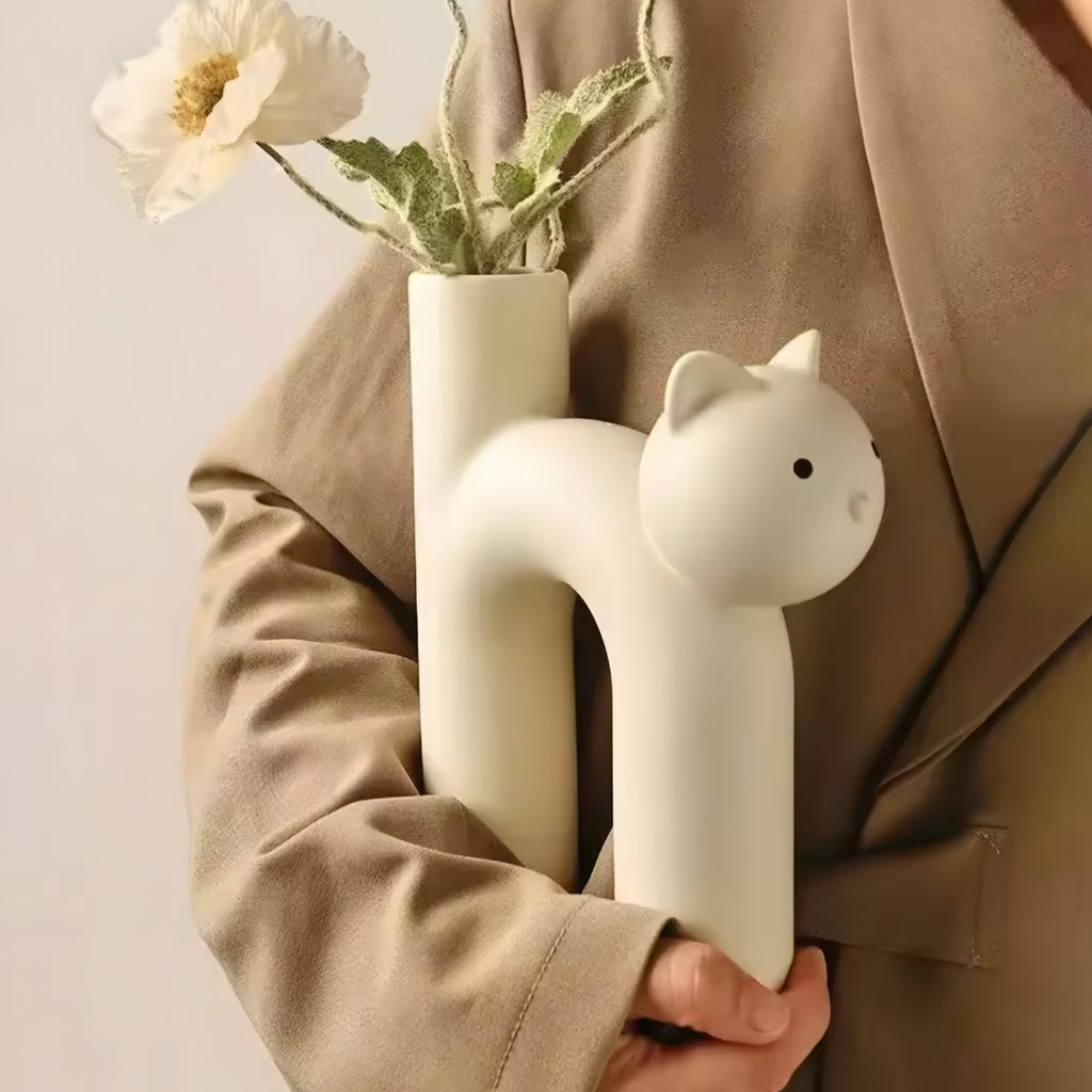 Vase Chat Cartoon en Céramique en Forme de U