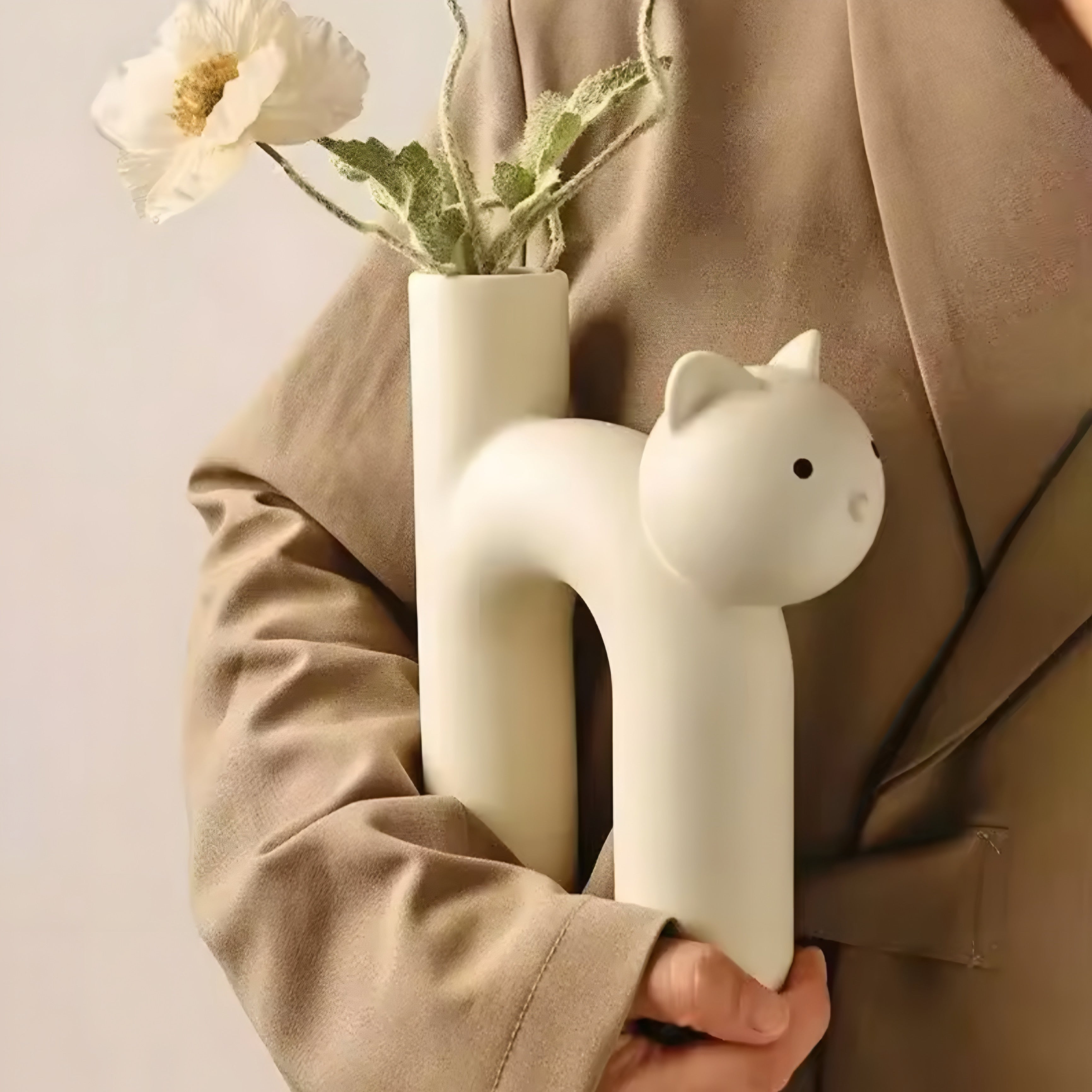 Vase Chat Cartoon en Céramique en Forme de U