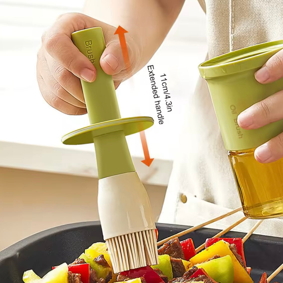 Bouteille Distributeur d’Huile & Sauce 2-en-1 avec Pinceau