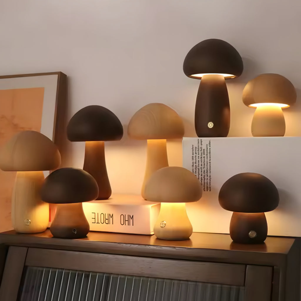 Lampe Champignon en Bois