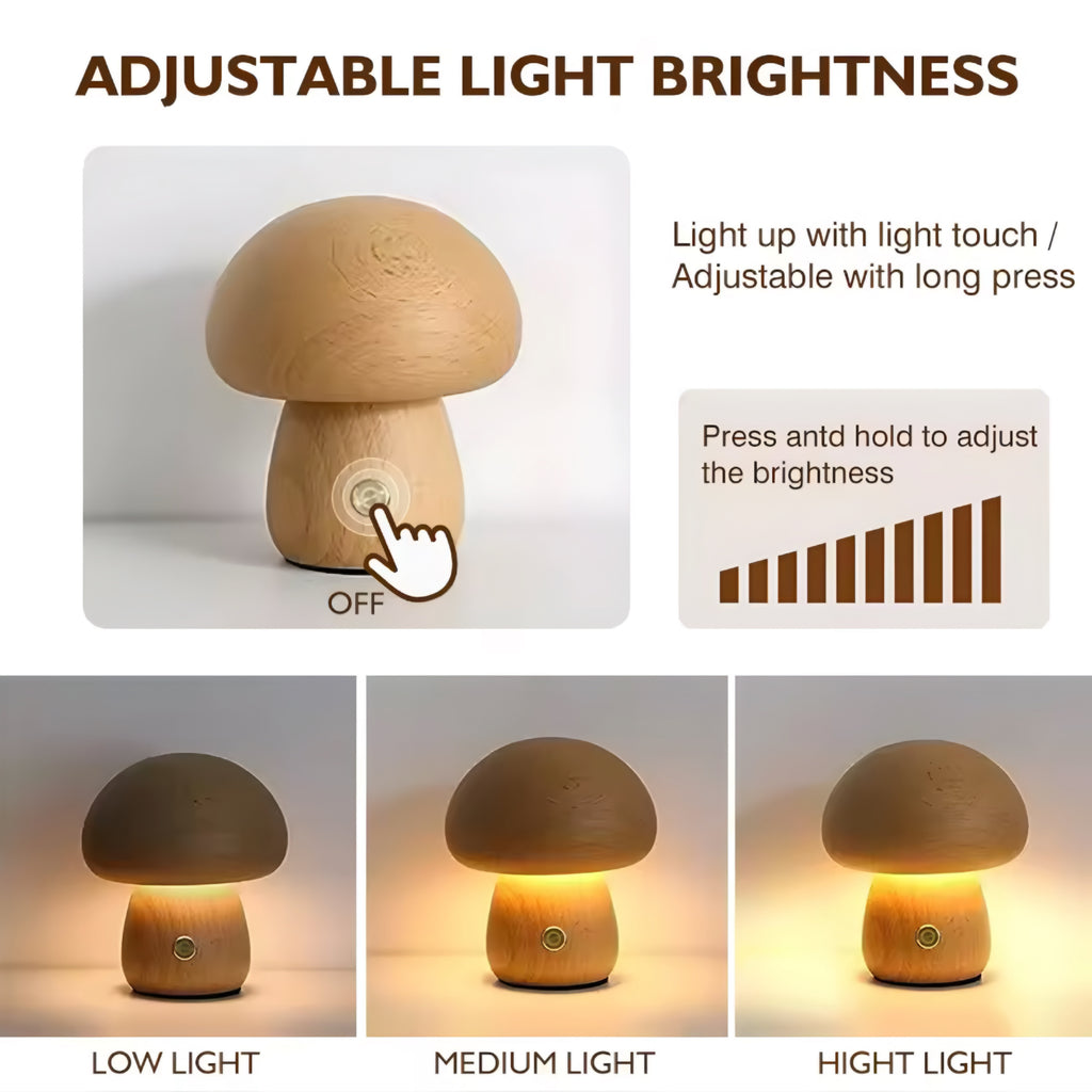 Lampe Champignon en Bois